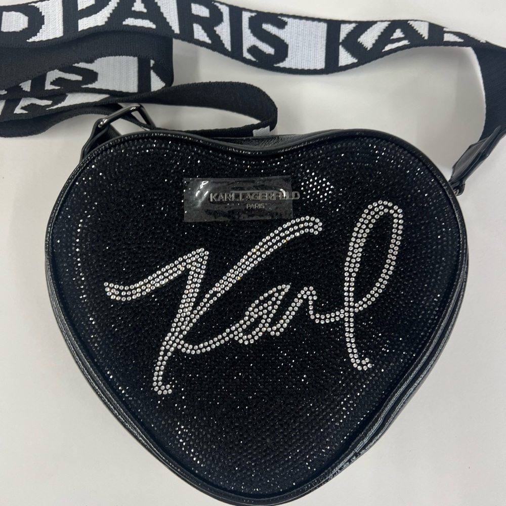 Karl Lagerfeld Black Crossbody Bag with Silver Accents